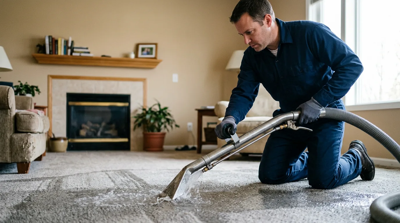 Water damage restoration technician working near Hoyleton, IL
